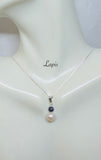 Sterling Silver Genuine 8mm Baroque Freshwater Pearl and Gemstone Pendant (available with or without chain)
