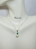 Sterling Silver Genuine 8mm Baroque Freshwater Pearl and Gemstone Pendant (available with or without chain)