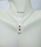 Sterling Silver Genuine 8mm Baroque Freshwater Pearl and Gemstone Pendant (available with or without chain)