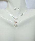 Sterling Silver Genuine 8mm Baroque Freshwater Pearl and Gemstone Pendant (available with or without chain)