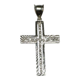 Sterling Silver Filigree Diamond-cut 1.95" Cross Pendant