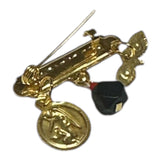 10Kt Gold God Bless Me with Genuine Azabache, Guardian Angel & Saint Lucia Eyes Baby Pin