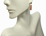 14 Karat Yellow Gold Filled 13 x 4mm Rectangular Brown Goldstone "Venturina" Dangle Ball Stud Post Earrings