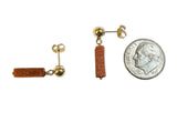 14 Karat Yellow Gold Filled 13 x 4mm Rectangular Brown Goldstone "Venturina" Dangle Ball Stud Post Earrings