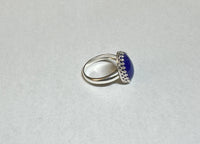 Sterling Silver Genuine 16 x 12mm Oval Cabochon-cut Lapis Lazuli Ring (Size 9)