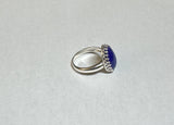 Sterling Silver Genuine 16 x 12mm Oval Cabochon-cut Lapis Lazuli Ring (Size 9)