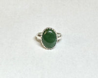 Sterling Silver Genuine 16 x 12mm Oval Cabochon-cut Nephrite Jade Ring (Size 9)