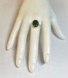 Sterling Silver Genuine 16 x 12mm Oval Cabochon-cut Nephrite Jade Ring (Size 9)