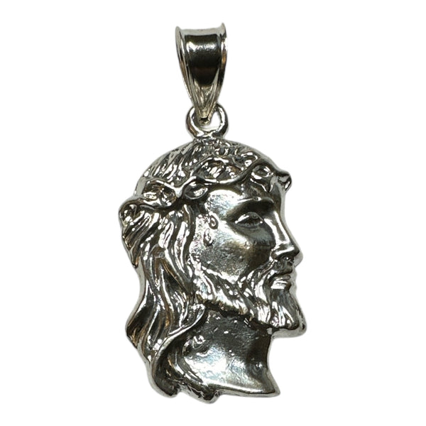 Sterling Silver Face of Jesus with Crown of Thorns Pendant