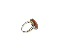 Sterling Silver Oval Cabochon Brown Goldstone "Venturina" 18 x 13mm Gallery Style Ring