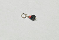 Sterling Silver 4mm Genuine Azabache Jet & Coral Charm