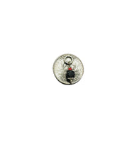 Sterling Silver 4mm Genuine Azabache Jet & Coral Charm