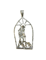 Sterling Silver Saint Lazarus "San Lazaro" Large 3 1/2" Chapel Pendant