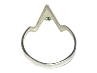 Sterling Silver Genuine Emerald Siquitrilla "V" Ladies Ring