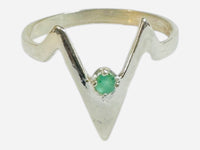 Sterling Silver Genuine Emerald Siquitrilla "V" Ladies Ring