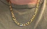 1990's New Old Stock 14 Karat Yellow Gold Plated Sterling Silver 6mm Italian Figaro 8" Bracelet or 24" Necklace