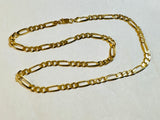 1990's New Old Stock 14 Karat Yellow Gold Plated Sterling Silver 6mm Italian Figaro 8" Bracelet or 24" Necklace