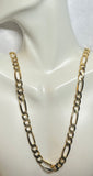 1990's New Old Stock 14 Karat Yellow Gold Plated Sterling Silver 6mm Italian Figaro 8" Bracelet or 24" Necklace