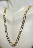 1990's New Old Stock 14 Karat Yellow Gold Plated Sterling Silver 6mm Italian Figaro 8" Bracelet or 24" Necklace