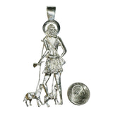 Sterling Silver 4.40" Saint Lazarus "San Lazaro" Pendant