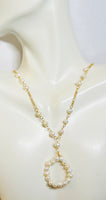 10 Karat Yellow Gold and 5mm Freshwater Pearl 18" Figaro Necklace with Hanging Pearl Pendant