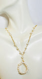 10 Karat Yellow Gold and 5mm Freshwater Pearl 18" Figaro Necklace with Hanging Pearl Pendant