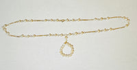 10 Karat Yellow Gold and 5mm Freshwater Pearl 18" Figaro Necklace with Hanging Pearl Pendant