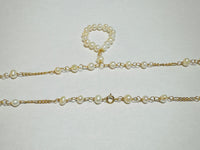 10 Karat Yellow Gold and 5mm Freshwater Pearl 18" Figaro Necklace with Hanging Pearl Pendant