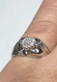 Vintage NOS 1980's 14 Karat White Gold 1/4 Carat TW (G-SI1) Genuine Diamonds Man's Cluster Ring