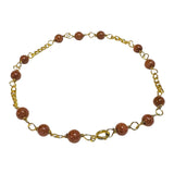 10 Karat Yellow Gold 4mm "Venturina" Goldstone Bead and Curb Link 7" Bracelet