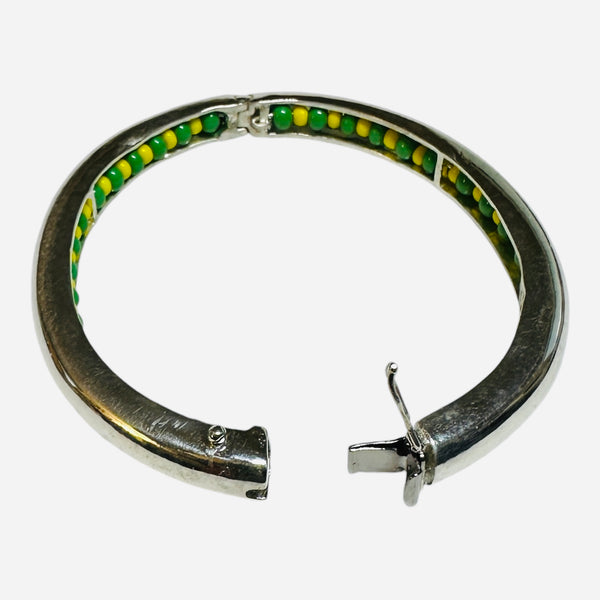 Sterling Silver Handmade Orisha Orula Yoruba Ilde Santeria Ladies or Petite Men's Bangle Bracelet (2.36" inside diameter--fits most wrist sizes)