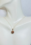 14 Karat Yellow Gold 10mm Brown Goldstone "Venturina" Pendant (available with or without chain)