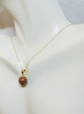 14 Karat Yellow Gold 10mm Brown Goldstone "Venturina" Pendant (available with or without chain)