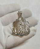 Vintage Saint Lazarus "San Lazaro" 2 inch Scalloped Medal Pendant
