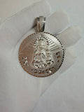 Sterling Silver Saint Barbara "Santa Barbara" 50mm (1.96" Diameter) with Genuine Ruby Handmade Medal Pendant
