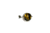 Vintage NOS 1960's Sterling Silver Genuine 14mm Tiger's Eye Bead Spinner Pendant