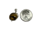 Vintage NOS 1960's Sterling Silver Genuine 14mm Tiger's Eye Bead Spinner Pendant