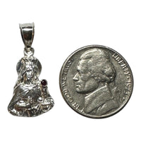 Sterling Silver Saint Barbara "Santa Barbara" with Genuine Ruby Pendant Charm