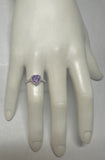 Sterling Silver Genuine Heart Amethyst and Diamond Ring