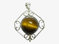 Vintage NOS 1970's Genuine 14mm Tiger's Eye Bead Large Filigree Spinner Pendant