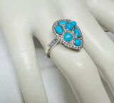 Sterling Silver Sleeping Beauty Turquoise with Blue Topaz Pear Ring