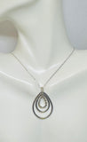 Sterling Silver Platinum-plated Genuine Diamond Triple Teardrop 18 Inch Necklace