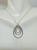 Sterling Silver Platinum-plated Genuine Diamond Triple Teardrop 18 Inch Necklace
