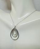 Sterling Silver Platinum-plated Genuine Diamond Triple Teardrop 18 Inch Necklace