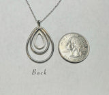 Sterling Silver Platinum-plated Genuine Diamond Triple Teardrop 18 Inch Necklace