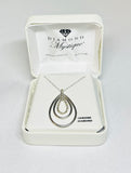 Sterling Silver Platinum-plated Genuine Diamond Triple Teardrop 18 Inch Necklace