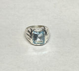 Vintage NOS (1990's new old stock) 12 x 10mm Emerald-cut Genuine Sky Blue Topaz Man's Ring