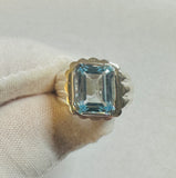 Vintage NOS (1990's new old stock) 12 x 10mm Emerald-cut Genuine Sky Blue Topaz Man's Ring