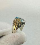 Vintage NOS (1990's new old stock) 12 x 10mm Emerald-cut Genuine Sky Blue Topaz Man's Ring