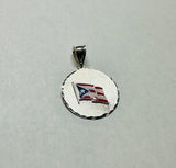 Sterling Silver Hand Enameled Puerto Rico Flag Nickel Size Pendant